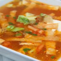 Sopa De Tortilla · Sopa de tortilla this chicken soup is one of the most popular soups eaten in Mexico. It is m...