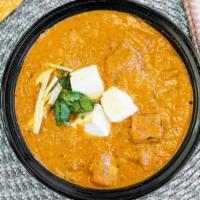 Paneer Makhani · Vegetarian. Cubed cottage cheese cooked in a creamy tomato sauce.