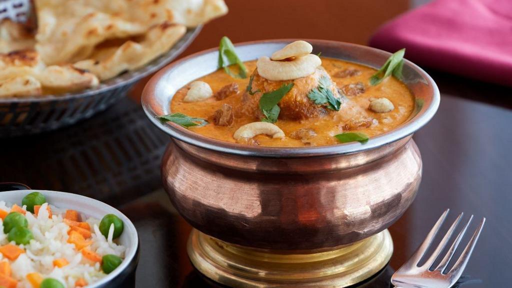 Malai Kofta · Potato and cottage cheese dumplings in a slow cooked cashew onion sauce fragrant with cumin, coriander and fenugreek.