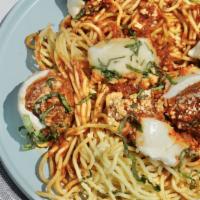 Spaghetti & Meat Sauce · Spaghetti noodles in Marinara