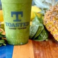 Beach Therapy · Pineapple, bananas, spinach, coconut water, agave, and chia seeds.