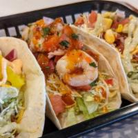 3 Soft Tacos · Soft Tortilla Tacos include Fajita Veggies, Chicken,  or Beef with Lettuce, Pico de Gallo, a...