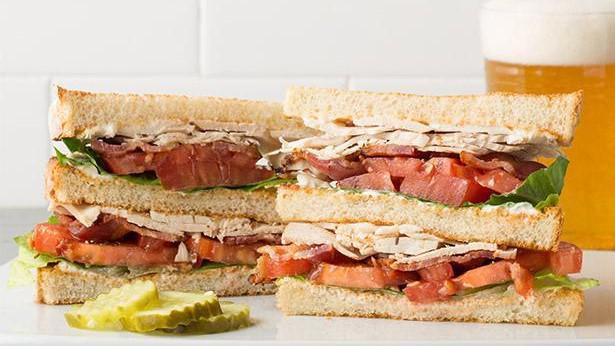 Club Sandwiches · Choice of turkey, grilled chicken, fried chicken, BLT, or cheeseburger, with lettuce, tomato, mayo, and bacon on white or wheat toast.