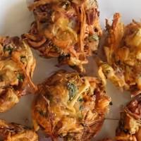 Vegetable Pakora(6) · Gluten-free, vegan. Indian crispy fritters made of fresh vegetables in a spice chickpea butt...