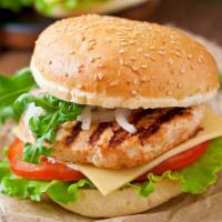 Grilled Chicken Sandwich · Tender grilled chicken loaded with melted
Swiss cheese, fresh lettuce, tomato, red onion and...