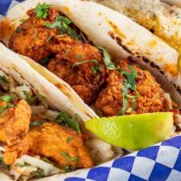 2 Tacos + Side · Two tacos of your choice= Pulled Hot Chicken (Novice), Fried Catfish, & Fried/Grilled Shrimp...