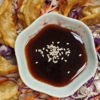 Thai Pot Stickers (Fried) (6) · Fried ground pork wrapped in wonton wrappers served with teriyaki sauce.