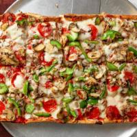 Sicilian Special Pizza · Served with pepperoni, sausage, onion, green pepper, mushrooms, extra cheese.