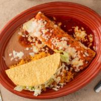 Combo Dinner Pick 2 · Served with Spanish rice and fried beans. You may substitute the salsa on combination dinner...