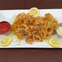 Calamari Fritti · Lightly breaded and fried. Served with Aioli and tomato sauce.