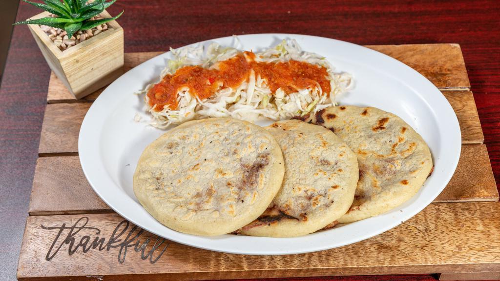 Crazy Pupusa · 12 inches tortilla filled with beef cheese, beans, loroco