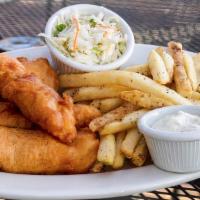 Fish & Chips · An Irish classic! Our delicious golden brown Harp® beer-battered Atlantic cod accompanied by...