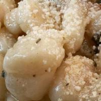Gnocchi Butter & Sage · Our Gnocchi (potato dumplings) tossed with Butter and Sage , topped with fresh Parmesan Chee...