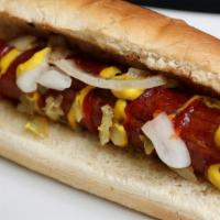 Hot Dog · 100% All Beef Hot Dog W/Ketchup Mustard Grilled Onions Pickles