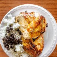 1/2 Chicken Dark & White Meat · Peruvian Style Chicken Served with Choice of 2 Sides