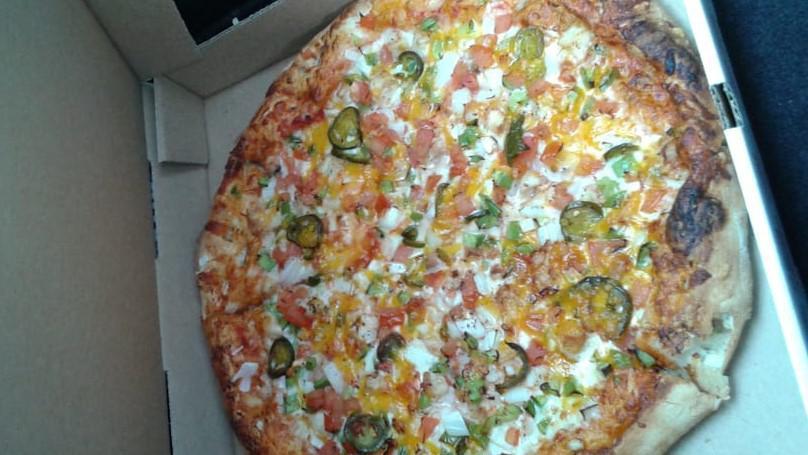 Southwest Chicken · Grilled chicken, fresh tomatoes, bell peppers, onions, jalapenos, & cheddar cheese. Tangy!
