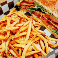 The Big Blt · Two layers of tomato, two layers of fresh leaf lettuce and two layers of thick cut bacon ser...