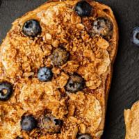  Breakfast Crunch · peanut butter, banana, blueberries, Purely Elizabeth GF granola, agave, cinnamon, Bread Alon...