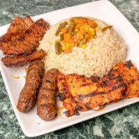 Roselle Park Mix Grill · Chicken kabob, beef kofta, and lamb kabob. Served with sautéed vegetables.