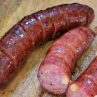 Smoked Sausage - Jalapeno Cheddar · 1 link, Austin's local,  Hudson's Smoked Jalapeno Cheddar Sausage