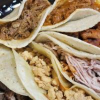 The Rumble · 6 tacos, one of each meat, no substitutions. six different tacos.