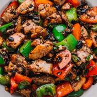 Chicken W. Black Bean Sauce · Spicy sweet and salty sauce made from fermented black beans.