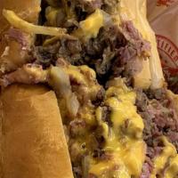 Neighbor Affair · Shaved Ribeye & Pastrami - Grilled Onion - Cheese Sauce - Served on 7in Hoagie