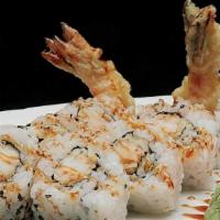 Shrimp Tempura Roll · only shrimp tempura inside, topped with teriyaki sauce.
( no avocado or cucumber inside.)
(6...