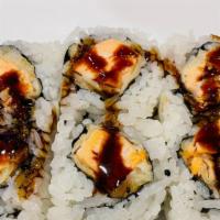 Salmon Tempura Roll · salmon tempura inside.
(6 pieces per order.)