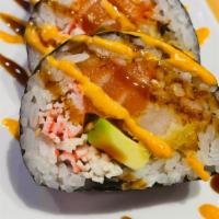 Magic Roll · Shrimp tempura, crab meat with mayo, salmon, avocado, fishegg inside, topped with spicy mayo...
