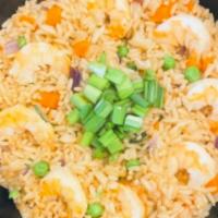Hibachi Fried Rice  With Shrimp · Incl vegetables (peas carrots and onions) and grilled shrimp.