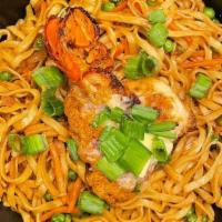 Hibachi Fried Noodles With Lobster · Fried Noodles  and vegetables with grilled Lobster in a flavorful garlic sauce