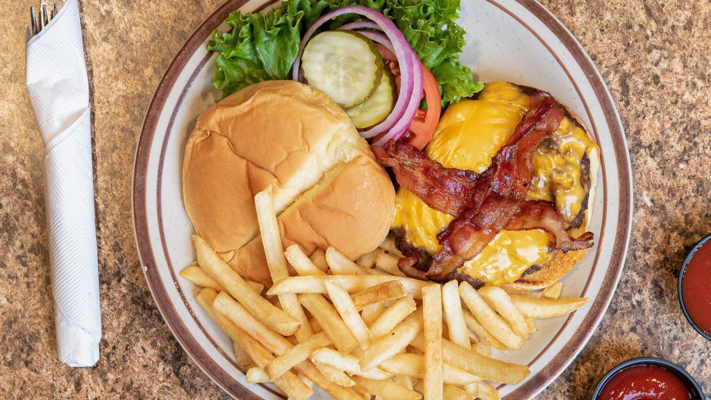 Panhandler Combo · The better burger. One third pound beef burger with American cheese and bacon strips.