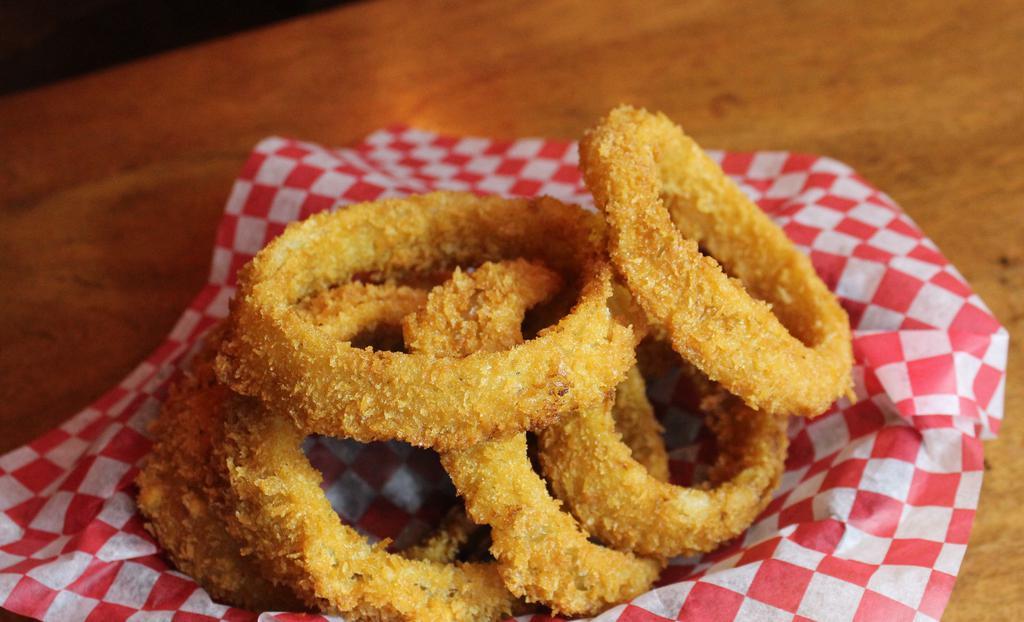 Onion Rings · Hand breaded and gently fried.