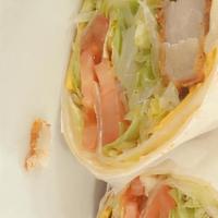 Chicken Wrap · Grilled chicken with lettuce, tomatoes and melted cheese.