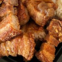 Crispy Pork Belly · Served with a side of kok kong sauce