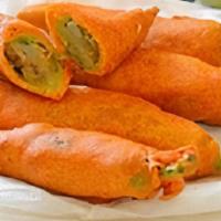 Cut Mirchi Bajji · Spicy Jalapenos dipped in batter, deep fried and sliced