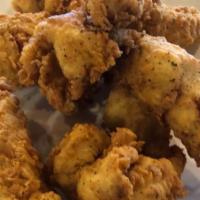 Chicken Tenders · Five chicken tenders battered and fried in house, served with ranch and/or honey mustard. Tr...