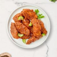 The Fiery Wings · Fresh chicken wings breaded and fried until golden brown.