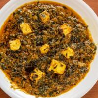 Saag Paneer · Spinach and Indian cheese cooked in creamy sauce.