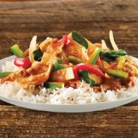 Red Curry · Choice of chicken, beef, or pork with bamboo shoot, basil leaves, fresh chili, and red bell ...
