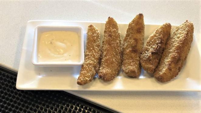 Fried Pickles · Big spears of classic dill pickles breaded and fried. Served five to order with ranch dip.