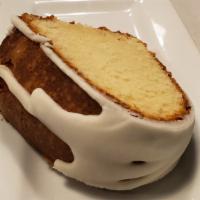 Pound Cake · Homemade buttery pound cake with a light glaze.