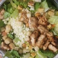 Grilled Chicken Caesar Salad · Marinated Grilled Chicken Over Cesar Salad  with Croutons and Choice of Dressing on Side