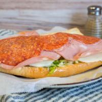 Italian Cold Cut · Genoa salami, pepperoni, mortadella ham, provolone cheese, onion, lettuce, tomato, mayonnais...