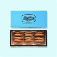 Box Of 6 Of French Macarons - Chocolate · Box of six Chocolate French macarons, made with rich dark cocoa.