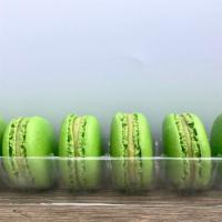 Box Of 6 Pistachio'S Macarons · Box of 6 macarons. A small round cake with a meringue-like consistency, made with egg whites...