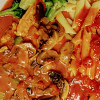 Chicken Cacciatore · Chicken breast sauteed with white wine, onions, green peppers, mushrooms, and tomato sauce. ...