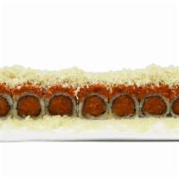 Double Crunchy Roll (8Pc.) · Cut in 8 pc. Inside: Spicy salmon. Topped: W. spicy tuna, crunch. Served W. spicy mayo