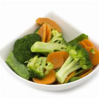 Side Steamed Mix Vegetables · Broccoli, snow peas, carrots.